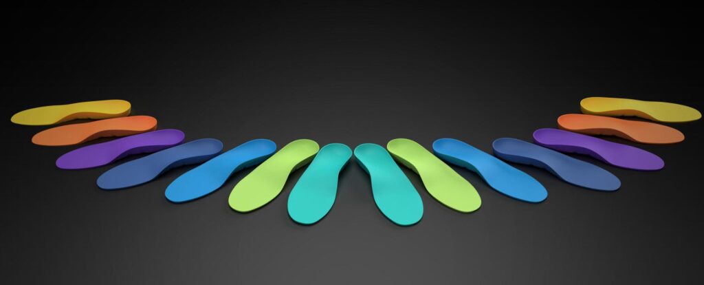 array of 3d rendered INSITE Insoles showing product range
